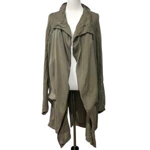 Olmar & Mirta Rick Owens Women’s Silk Jacket Top Open Front Drape Green US Sz 10